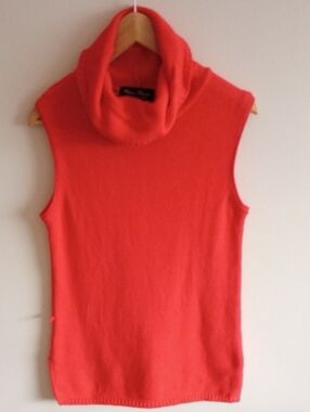 Vtg Helen Harper Sleeveless Cowl Neck Sweater Coral Red Size Large